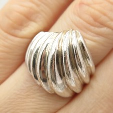 925 Sterling Silver Vintage Ribbed Ring Size 6 3/4