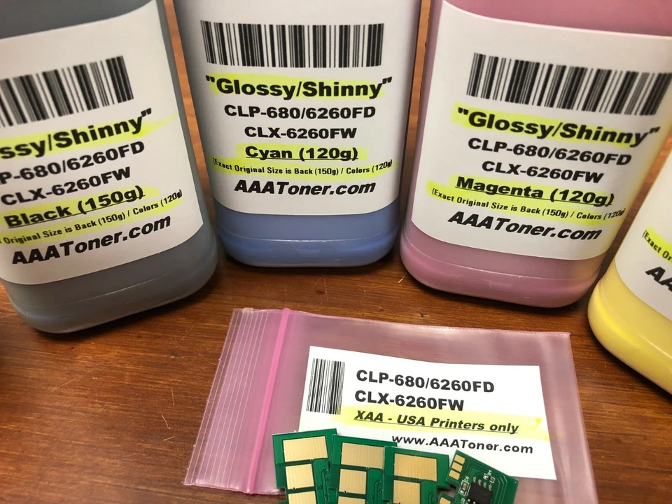 (150g/120g) Recarga de tóner para Samsung CLP-680, CLX-6260FR, CLX-6260FW + 4 chips Foto 3 de 4