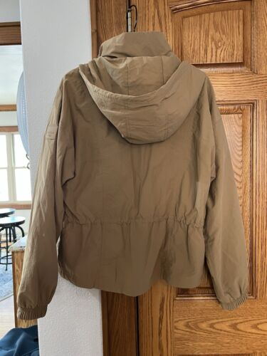 CALIA Carrie Hooded Underwood Woven Windbreaker Ruched Jacket Tan Brown Nwt New - Picture 2 of 3