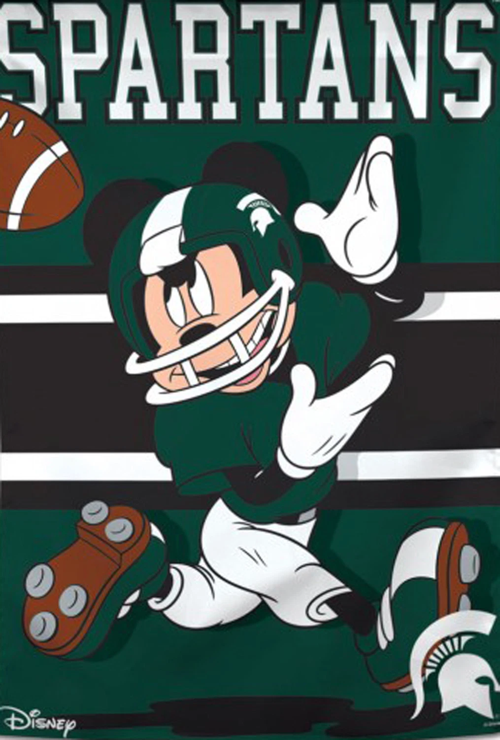 Michigan State University Spartans House Flag NCAA Mickey Mouse Licensed