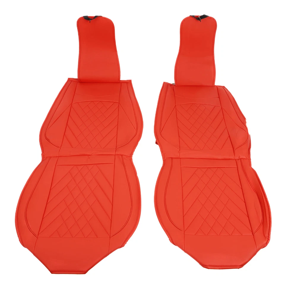 6D Red Universal Car 5-Seat Cover Front Rear PU Leather Interior Cushion 13PCS - Image 3 of 4