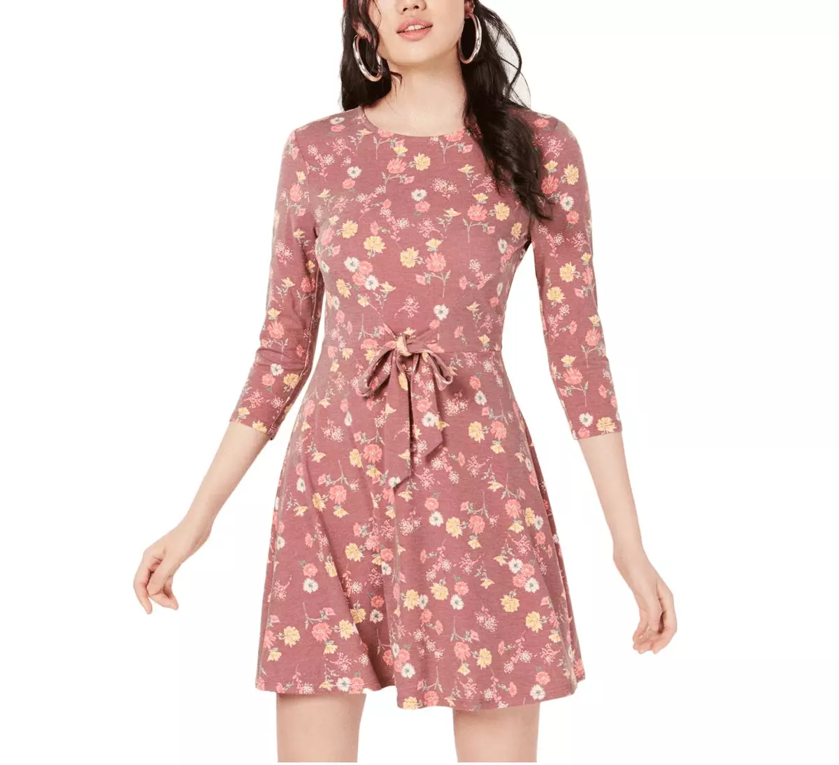 Bebop Junior Womens L Wine Multi Floral Printed Tie Waist Fit