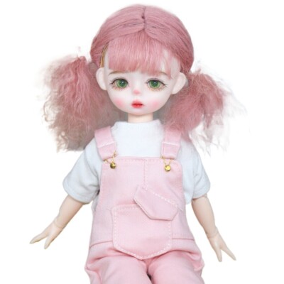 1/6 BJD Doll Pink Wigs Clothes Pants Shoes Full Set Cute Girl Doll Toy for Kids