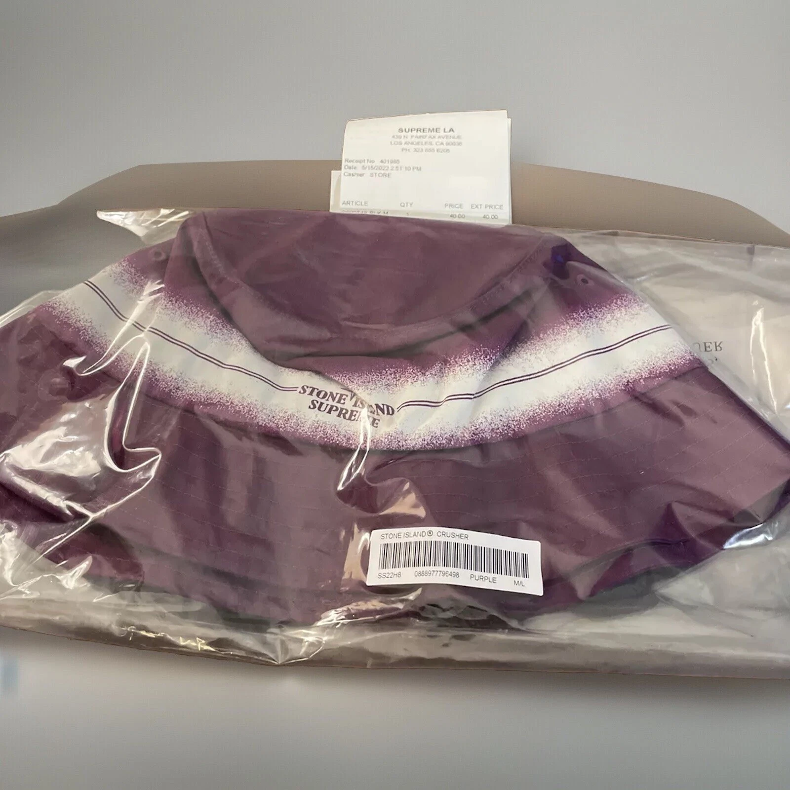 SUPREME/STONE ISLAND CRUSHER/VIOLET/TAILLE M/L SS22 SEMAINE 12/ AUTHENTIQUE NEUF