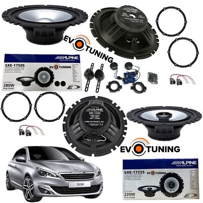 Kit 6 Lautsprecher ALPINE Vorne + Hinten Für Peugeot 308 II Ab 2013