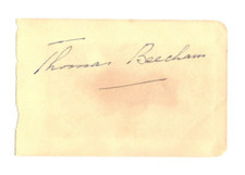 Thomas Beecham Signed Page 1950s / Autographed Composer