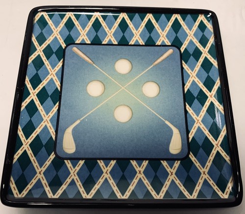 MWW Market 4.5" Golf Themed Mini Square Plate Set 4 Piece - Picture 4 of 12