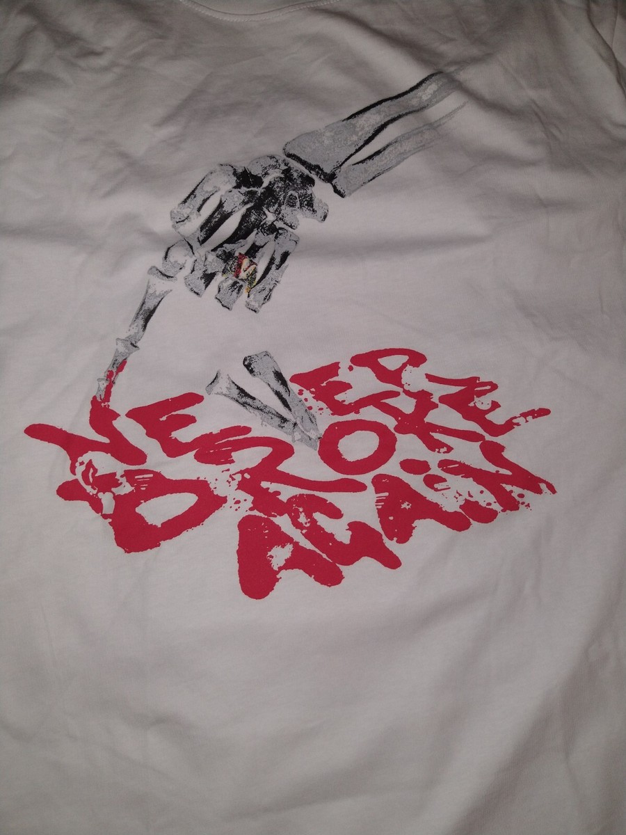 vlone x never broke again bones t-shirt white red colorway NBA