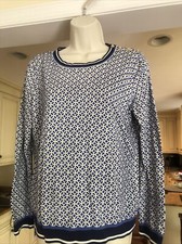 Talbots Blue/White Navy Tipped Sweater Large