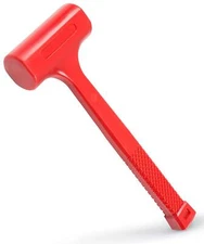 YIYITOOLS 1LB Dead Blow Hammer- Red Mallet | Machinist Tools | Unibody Molded...