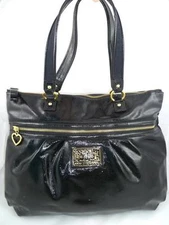 COACH F20004 POPPY DAISY LIQUID GLAM USED XLARGE BLACK TOTE/SHOULDER BAG/SHOPPER