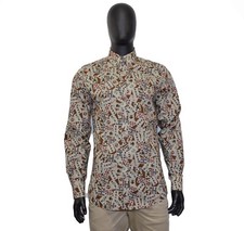 Men's Dolce & Gabbana Gold Dress Shirt 42 16.5 Cards Print Beige/Brown Cotton