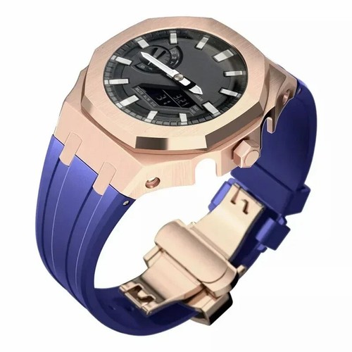 DIY Mod Kit Metal Bezel Case W/ Strap Rubber Band For Casioak G-Shock 2100/2110 - Picture 9 of 56