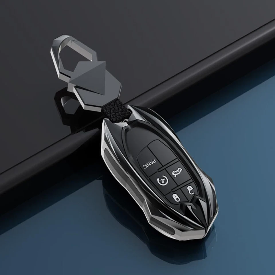 Metal Car Key Fob Case For Dodge Charger Challenger Jeep Chrysler Cherokee Fiat - Imagem 3 de 4