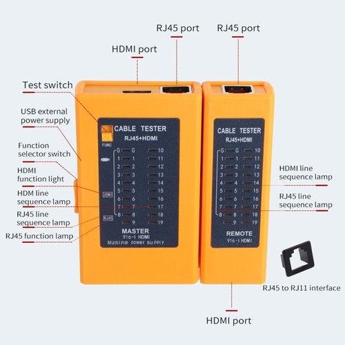2 in 1 HDMI Wire Tester Battery Powered Ethernet Tester Checker RJ45 Cat5 Cat6 - Bild 4 von 12
