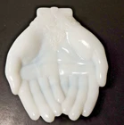 Vintage Avon Milk Glass Open Hands Soap Trinket Dish Touch of Beauty