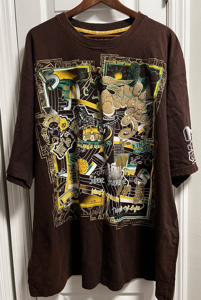 5ive Jungle Shirt Mens 6XL Brown NY Queens Bronx Kings Richmond