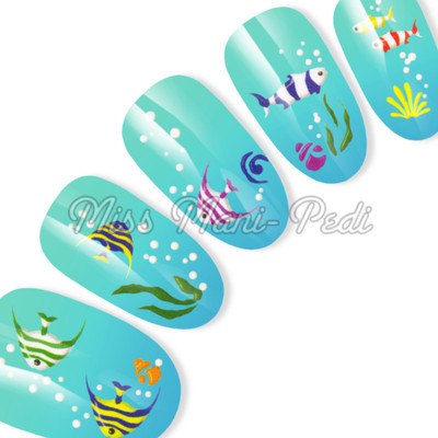 Nail Art Water Decals Nail Stickers Beach Marine Sea Fish Bubbles Coral K033a Ebay