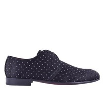 DOLCE & GABBANA Polka Dot Silk Derby Shoes MILANO Black