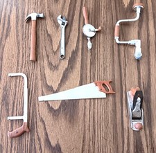 MARX POCKET TOY TOOLS lot of 7 Handyman Vintage 1960s Miniature tools