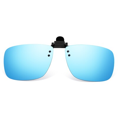 Blau verspiegelte aufklappbare Sonnenbrille über Ihrer Brille, Clip-On-Gläser für Männer & Frauen