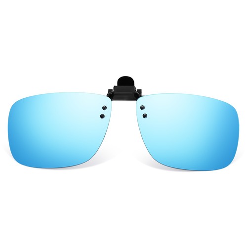 Blue Mirror Flip Up Sunglasses Over Your Glasses, Clip On Lenses for Men & Women - Picture 1 of 10