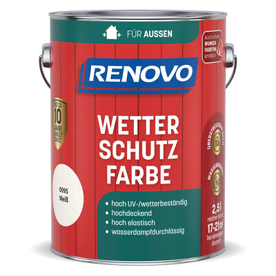 Renovo Wetterschutzfarbe weiss 0095 2,5 l  Deckfarbe