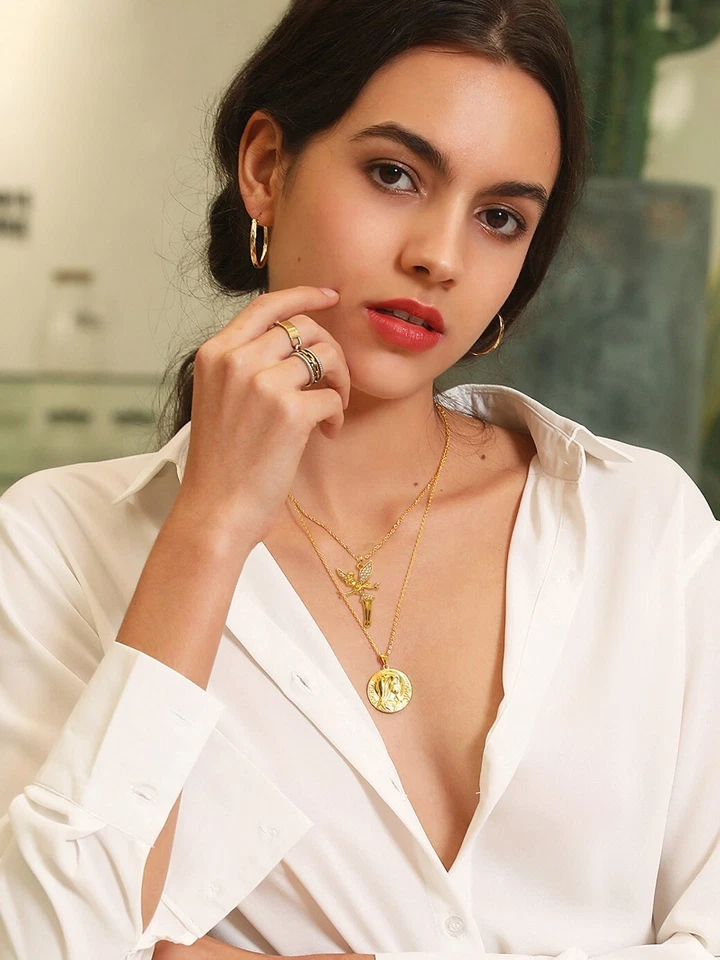 14k Gold Plated Disney Tinkerbell Fairy Wings Pendant with Cubic Zirconia - Image 2 of 4