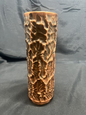 Modernist Sculptural Brutalist Copper Cylinder Vase 9  1970s Unique