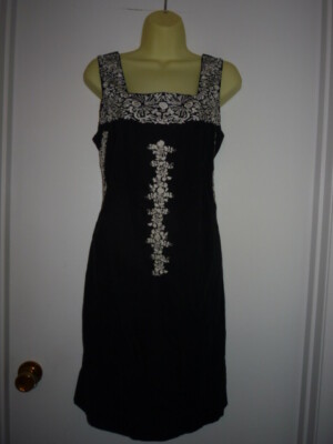 KAREN KANE SUMMER MOOMOO DRESS- SZ LG--BLACK - WHITE STITCHING-KNEE  LENGTH-LINED | eBay