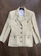Vertigo Paris Designer Jacket Buttons Blazer Lime Green Wool Blend Size S
