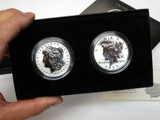 2023-S Reverse Proof $1 MORGAN & PEACE 999 Silver Dollar 2pc Set Box OGP
