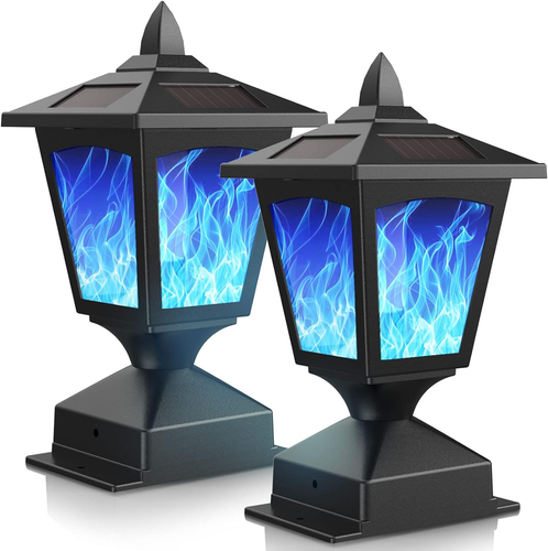 Solar Post Flame Light Outdoor Deck Fence Cap LED Light Waterproof 4X4 5X5 6X6 - Picture 10 of 11