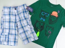NEW lot Boys Gap T-shirt L 10-11 Tee Cherokee Shorts 10 Plaid Green Blue White