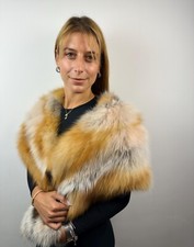 Red Fur Stole, Fox Fur Shawl, Fur Wrap, ONE SIZE