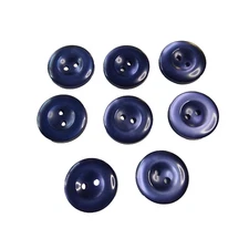 8 Blue Buttons 16mm 2 Hole Round Flat - Sewing Art Craft Crafting Repairs