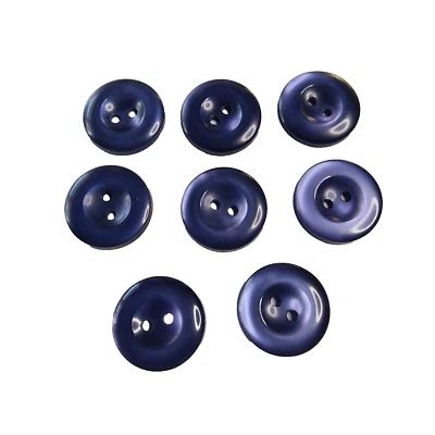 8 boutons bleus 16 mm 2 trous ronds plats - couture art artisanat réparation - Photo 1/4