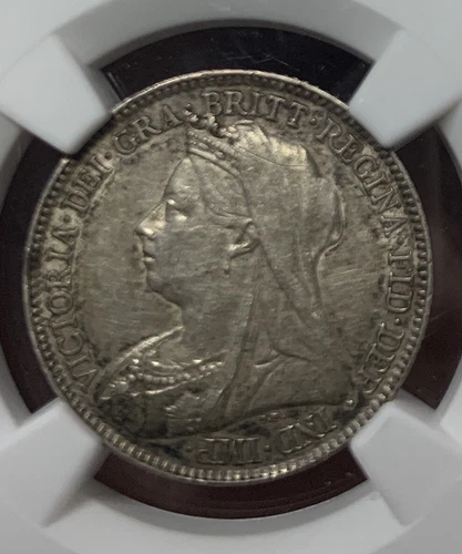 1896 Britain 6 Pence Silver Coin NGC AU