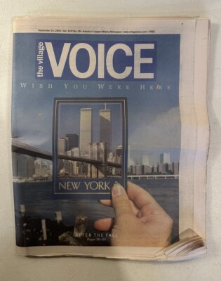 2001 Sept 25th The Village Voice Newspaper, Twin Towers, Wish You Were Here (B39