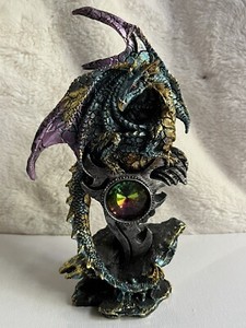 Mythical Medieval Dragon Statue 7" Blue Western Dark Legend Office Home Decor