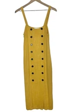 Grade & Gather Linen Blend Button Front Sleeveless Midi Dress Size Small