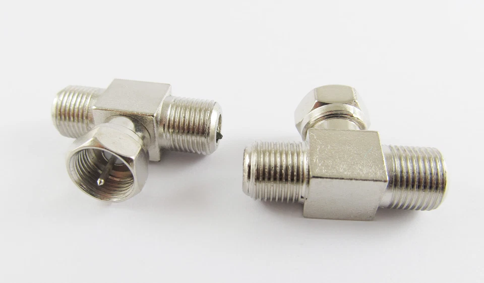 10x F Male Plug To 2x F TV Female Triple 1M2F RF Splitter Coax Connector Adapter - Image 2 of 4