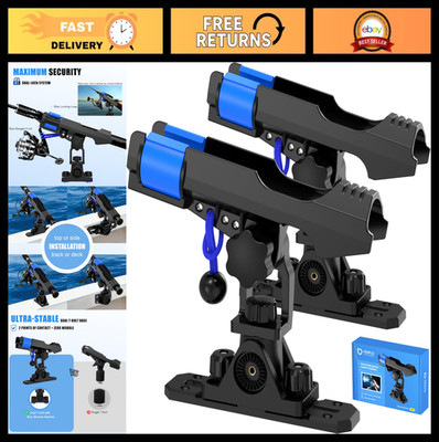 Fishing Rod Holders for Boat & Kayak - Dual-Lock Bungee, Stable T-Bolt Base, Uni