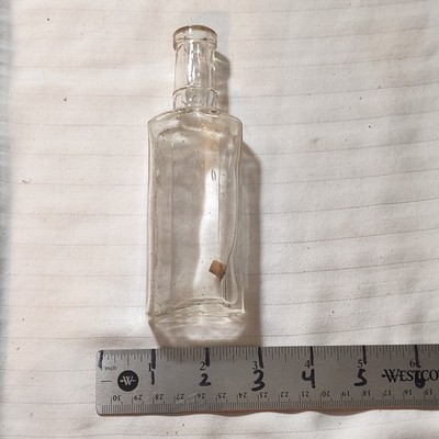 Clear Glass 2 oz Rectangular Bottle with Long Narrow Neck, Small Mini Size