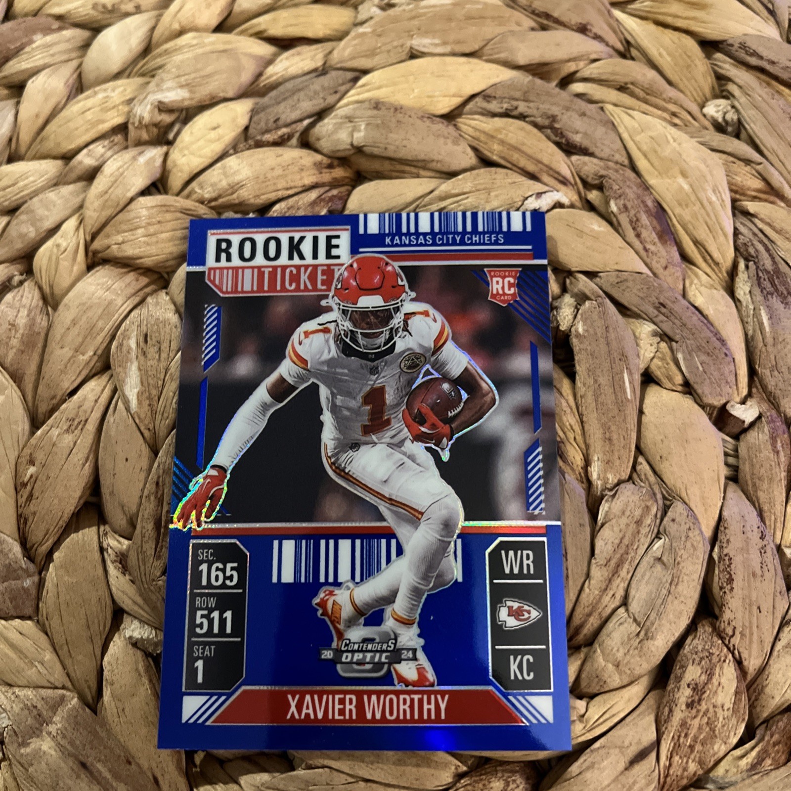 2024 Panini Contenders Optic Rookie Ticket Xavier Worthy #100 Blue Prizm 94/99 