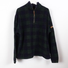 Vintage Field & Stream Men's Deep Pile Fleece Hunter Green Made In USA 1/4-Zip