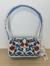 New Handcrafted in India Beaded Shoulder Bag Purse Raspberry Vine