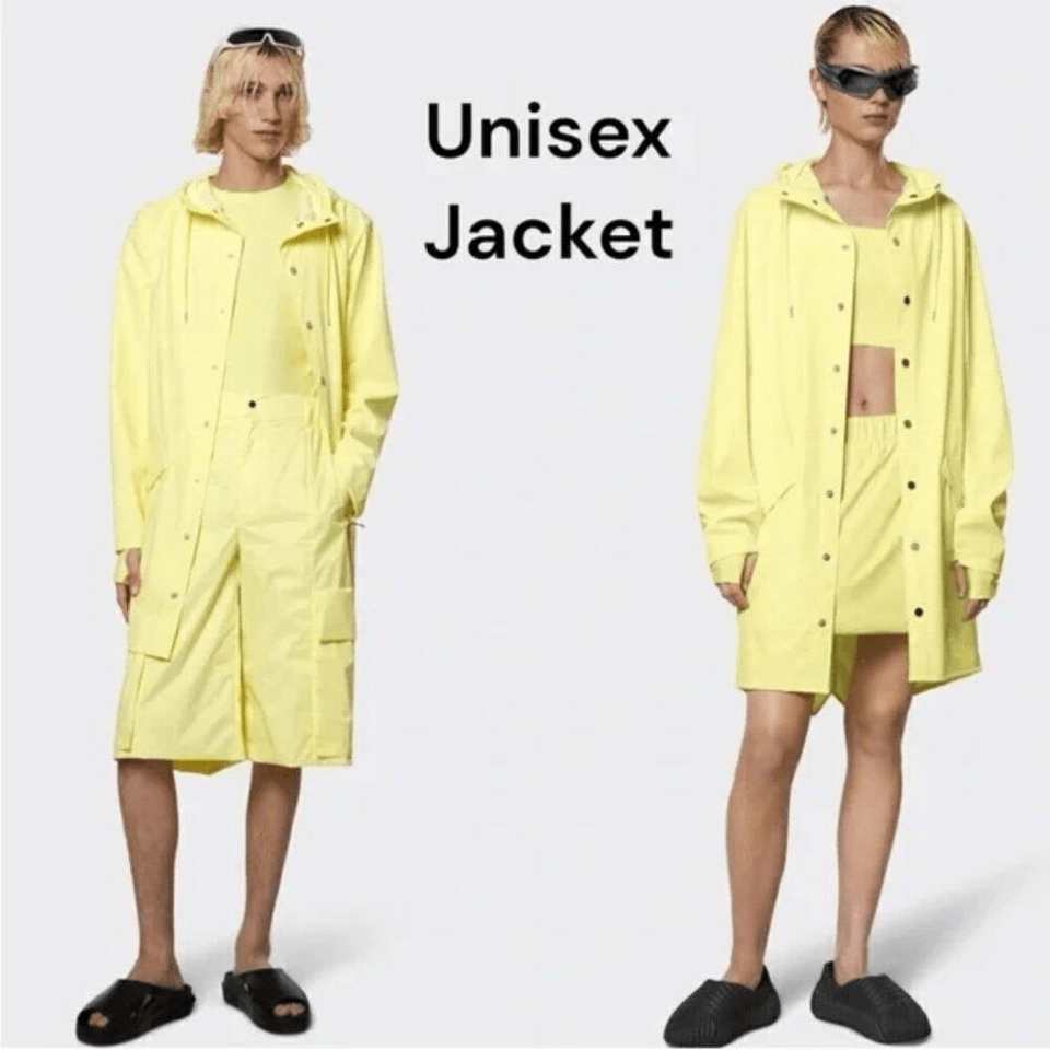 Veste Imperméable RAINS Pour Homme - Jaune - Taille XL - Boutons Pression, Capuche (NWT)