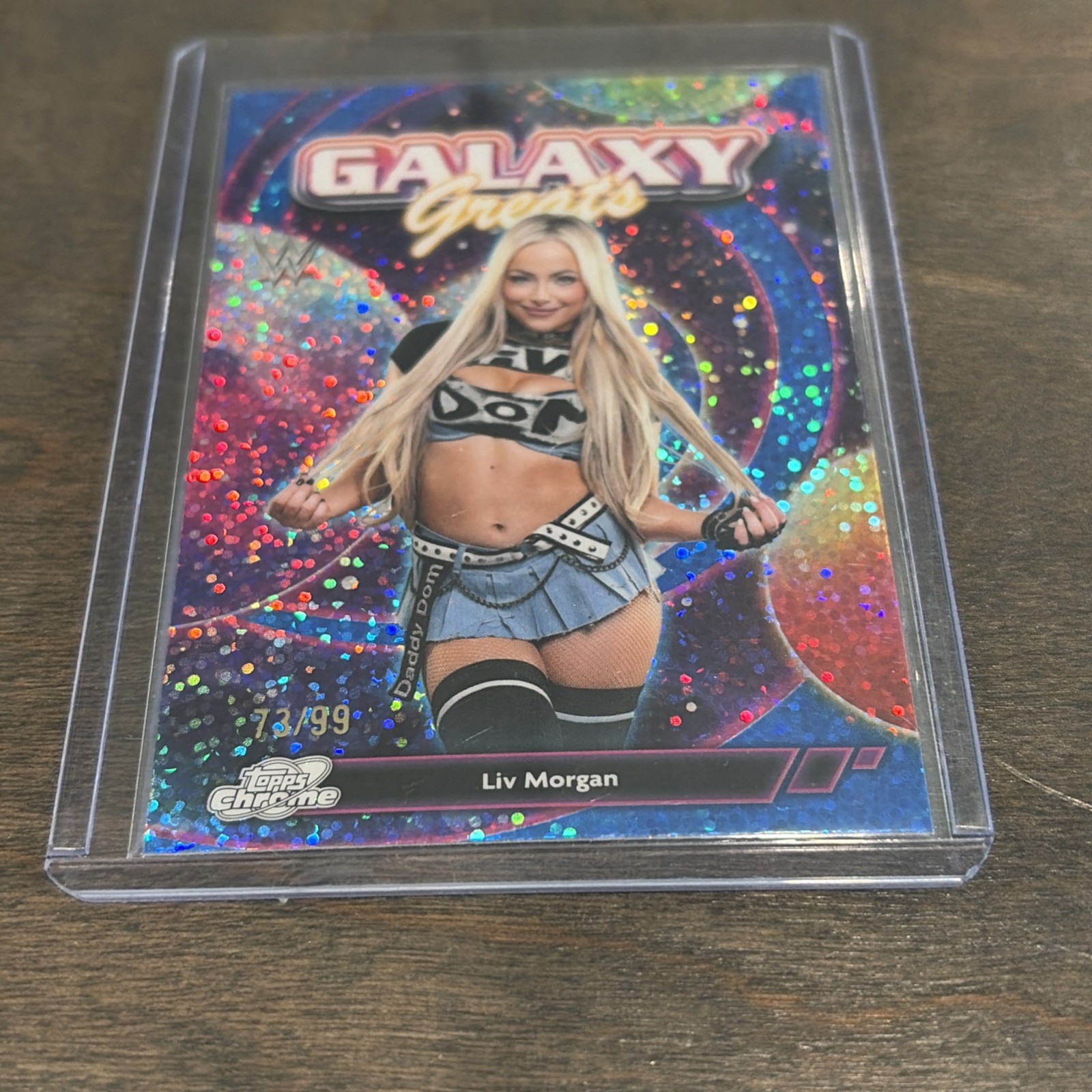 Liv Morgan 2026 WWE Topps Cosmic Chrome 73/99 Blue moon Galaxy Greats view 3
