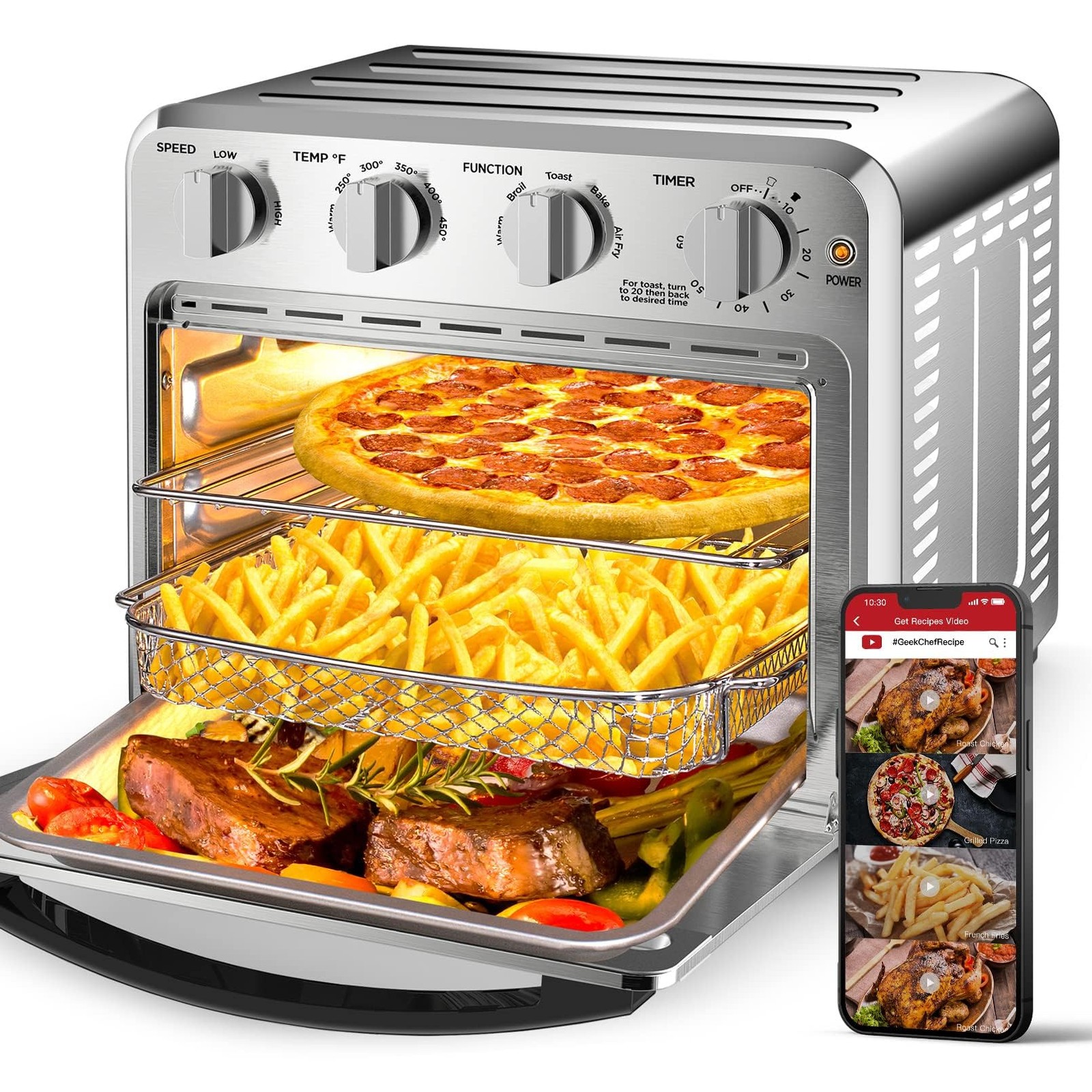 4-Slice Air Fryer Toaster Oven with Convection for Countertop Cooking